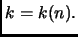 $ k= k(n).$